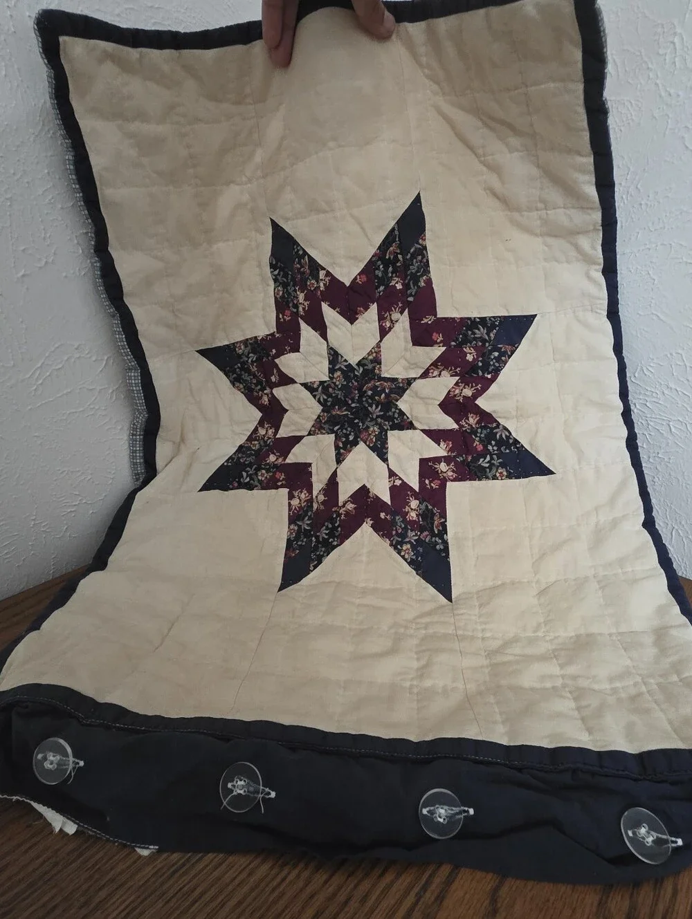 VTG Handcrafted Patchwork Blazing Star Pillow Sham 18 x 24 Americana - Buttons